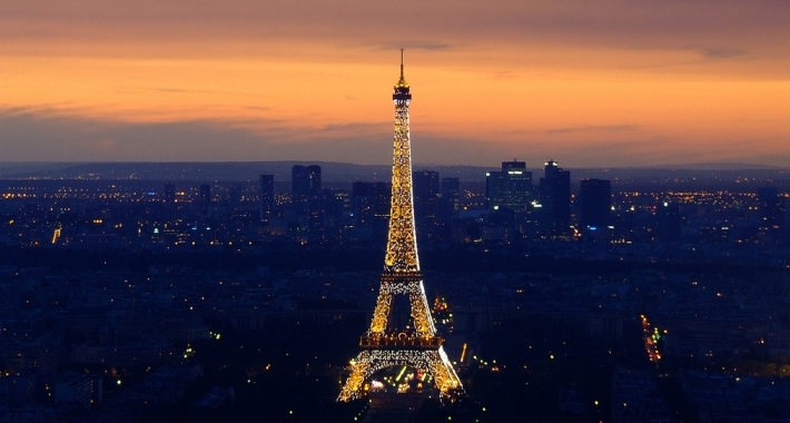 Eiffel Tower at sunset from Mont Parnasse