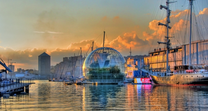 La Biosfera (Bolla) dell'acquario di Genova disegnata da Renzo Piano